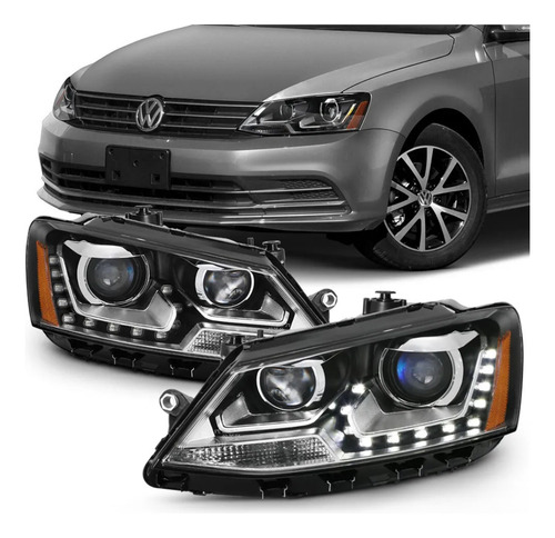 Juego Faros Deportivos Lupa Y Led Jetta Mk6 11-18 Kitmk6cr