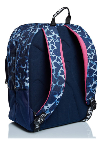 Mochila Extra Corazones Teñidos Azul Para Escuela Y Ocio