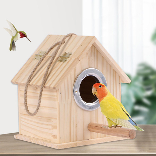 Casa De Madera Para Pájaros, Caja 12,5 Cm X 12 Cm X 15,5 Cm