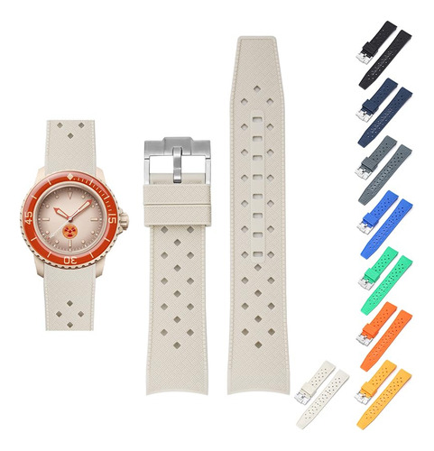 Malla Para Reloj Con Hebilla Para Blancpain X Swatch-blanco