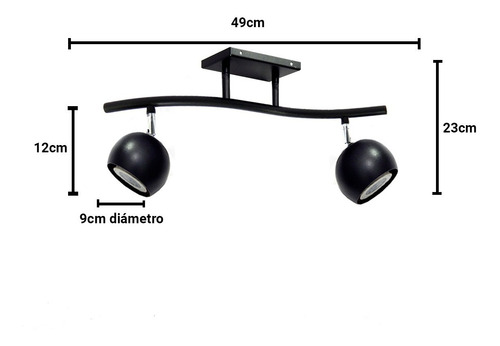 Imagen 2 de 10 de Lampara Aplique Techo Pared 2 Luces Spot Led Gu10 Colores