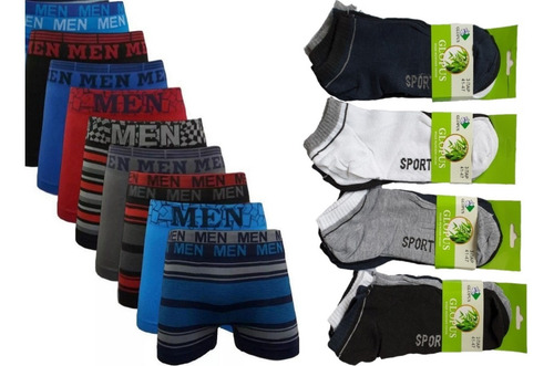 Combo Hombre 3 Boxer + 6 Pares De Soquetes   ¡envio Gratis!