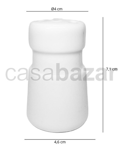 Imagen 2 de 6 de Salero De Porcelana Blanca 4 Agujeros Palillero Pequeño X1