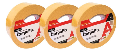 Kit 3 Fita Dupla Face P/ Carpete Tecido Adere 45x30 Carpefix