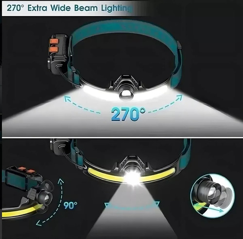 Linterna Frontal Led Recargable 5000lm W678 Luz Fría Negra