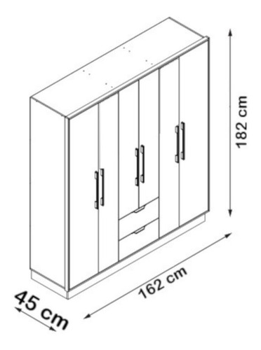 Ropero Closet Bertolini 1138 6 Puertas Legno