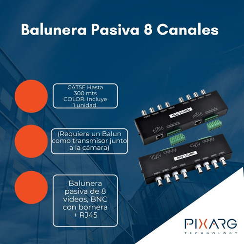Imagen 2 de 6 de Balunera 8 Canales Con Bornera A Bnc + Rj45 Full Hd