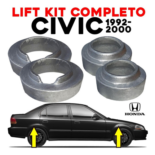 Lift Kit Alzas Aumentos Completo Honda Civic 1992 - 2000