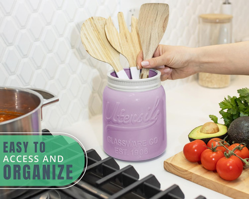 Organizador De Cocina Morado 17cm Alto Para Utensilios