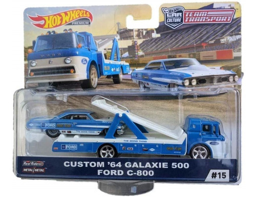 Hot Wheels Team Transport Custom ´64 Galaxie 500 Ford C-800 Color Azul Y Blanco