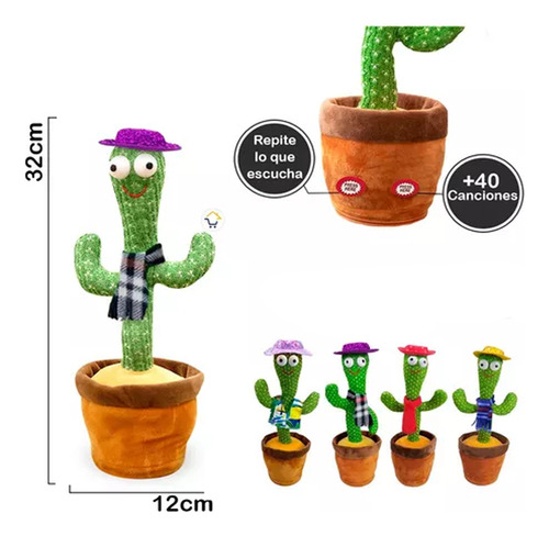 Cactus Bailarin Musical Que Repite Palabras Y Canta Peluche