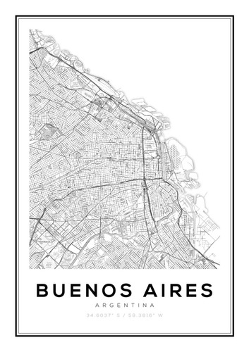 Cuadro Modernos Marco Y Vidrio 30x40 Mapa Montreal