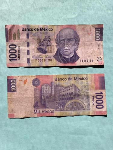 1000$ De Miguel Hidalgo Primero Rosa D2 Billete De Mil Pesos