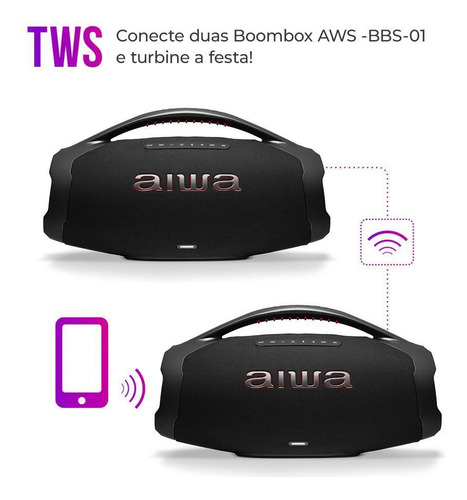 Caixa De Som Boombox Plus Aiwa Bbs01b 200w Bluetooth Bivolt