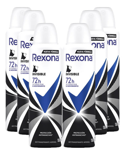 Desodorante Rexona Invisible X6 Unid