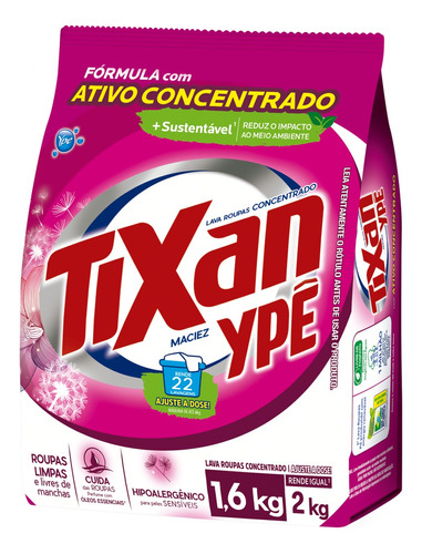 Lava roupas concentrado maciez 1,6kg Tixan Ypê