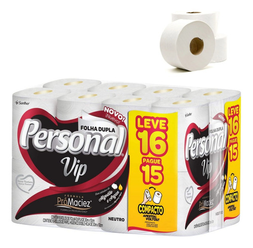 Papel Higiênico Personal Vip Folha Dupla C/ 16 Rolos