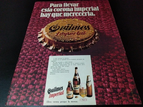 (pb624) Publicidad Clipping Cerveza Quilmes Imperial * 1972