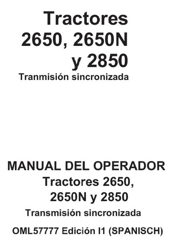 Manual Usuario Operador Tractor John Deere 2850