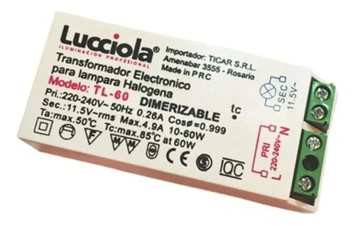 Trafo Transformador Electronico 60w Dimerizable Lucciola