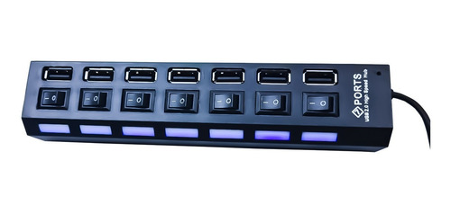Imagem 1 de 3 de Régua Hub Usb 2.0 High Speed 7 Portas Com Fonte Pc Notebook