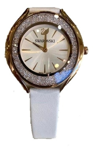 Lindo Relógio Swarovski Pulseira De Couro 1200 Cristais