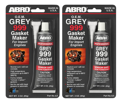Kit 2 Unid. Silicone Para Alta Temperatura Abro Grey 999 85g