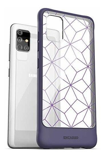 Funda Para Samsung Galaxy A51 Lila Transparente Triangulos