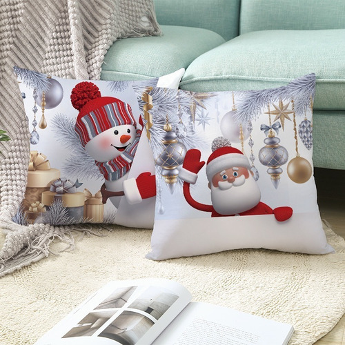 Imagen 7 de 10 de Funda De Cojín De Navidad 8 Piezas 45 X 45 Cm For Año Nuevo
