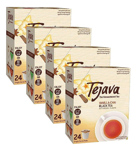 Tejava Vanilla Chai Unsweetened Black Tea Pods, Keurig K-cup