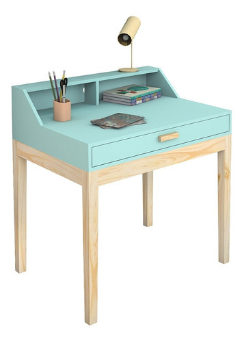 Colorida mesa de estudio para niños adolescentes, decoración, dormitorio de color menta