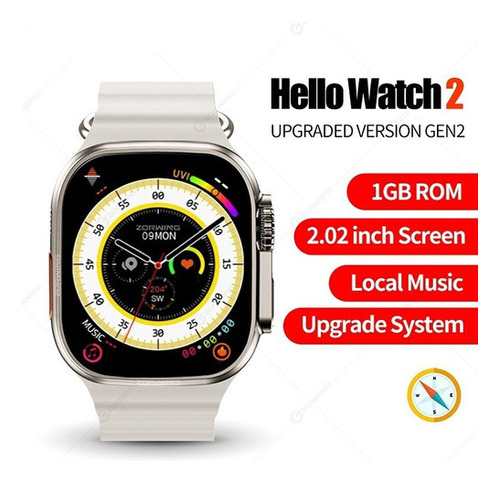 Reloj Inteligente Hello Watch 2 Ultra Serie 8 Nfc Color De La Malla Naranja