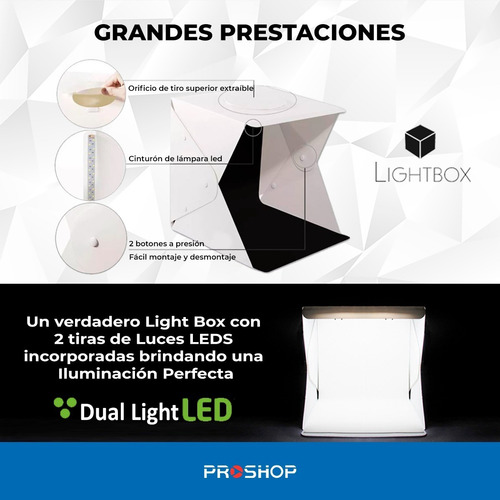 Imagen 2 de 10 de Caja De Luz Light Box Soft Box Led 40x40 Fotografia Plegable
