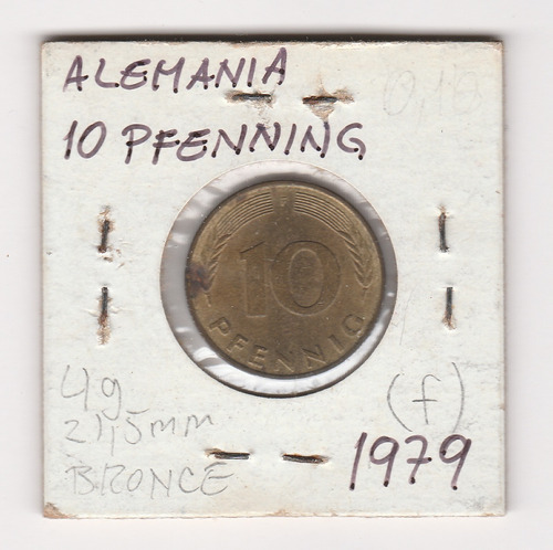 Moneda Alemania 10 Pfennig 1979 (f) Vf+