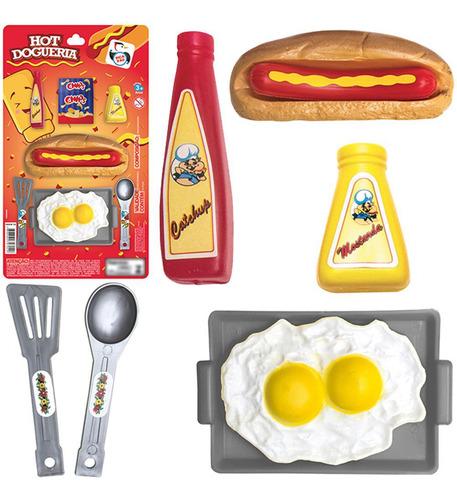 Kit Cozinha Infantil Lanche + Ovo E Acessorios Hot Dog 9 Un