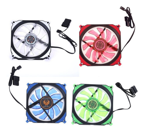 Fan Cooler Ventilador 12cm 12x12 Led Colores Pc Case Mdj