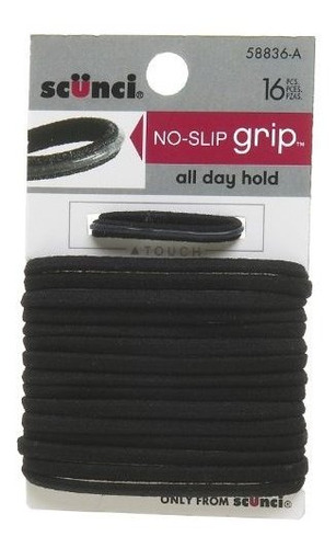 Scunci Black Elastic Hair Bands, 0.3 Onzas