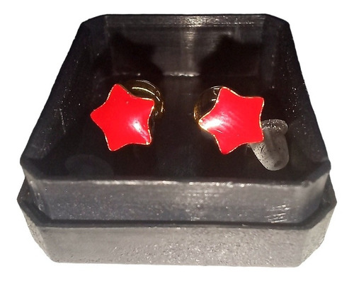 Imagen 3 de 3 de Aros Abridores Estrella Esmaltado Rojo Oro Gold Filled