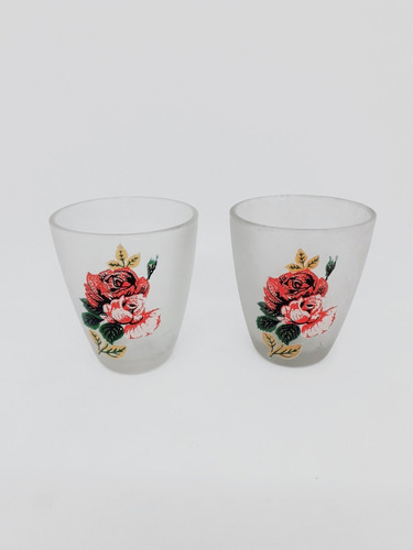 Yh 2 Antiguos Vasos Pavonados Vino Trago Copa Sorbo Cambio