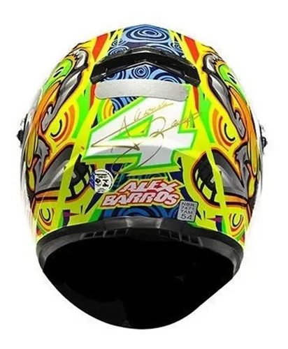 Imagem 5 de 6 de Capacete Fechado Ls2 Ff358 Alex Barros Amarelo Brasil Coelho