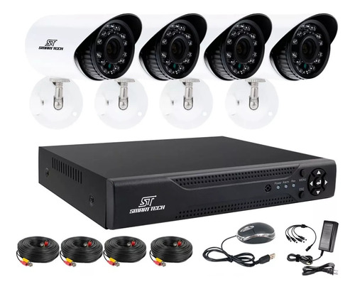 Kit De Seguridad Cctv Dvr 4ch Full Hd 1080p + 4 Camaras P2p