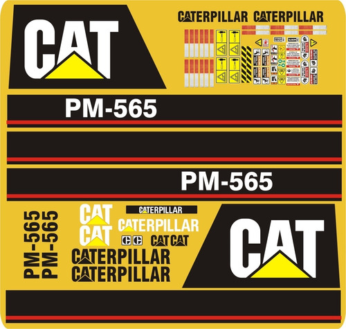 Calcomanías Para Pavimentadora De Asfalto Cat Pm565 Opción 3