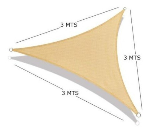 Toldo Vela Sombra 95% Malla Hdpe Triangular 3x3x3 Beige