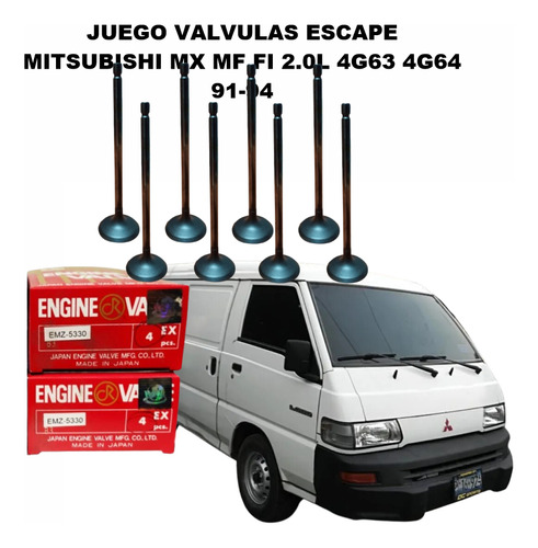 Juego Valvulas Escape  Mitsubishi Mx Mf Fi 2.0l 4g63 4g64 91