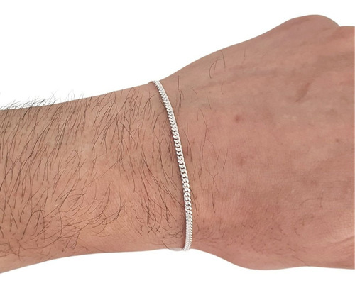 Pulseira Masculina De Prata 925 Grumet Fininha 2mm X 21cm Comprimento 21 Cm Cor Prateado Diâmetro 21 Cm