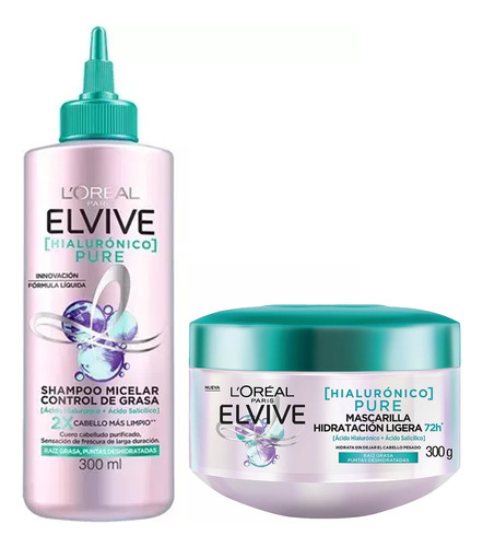 Pack Shampoo Micelar Y Tratamiento Hialuronico Pure Elvive