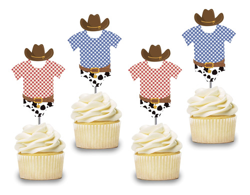 Cowboy Baby Shower Cupcake Toppers 12 Pcs, Onerie Cake Picks