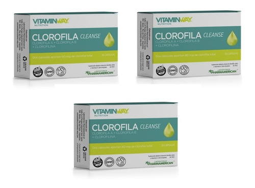 Suplemento Clorofila Cleanse X 30 Caps Vitamin Way X3 Cajas