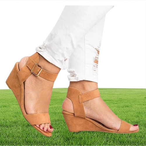 Sandalias Tacones Plataformas Con Hebilla Moda Para Mujer