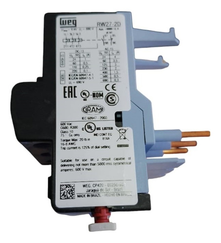 Relay Termoeléctrico Marca Weg De 5 A 6.8 Amp.